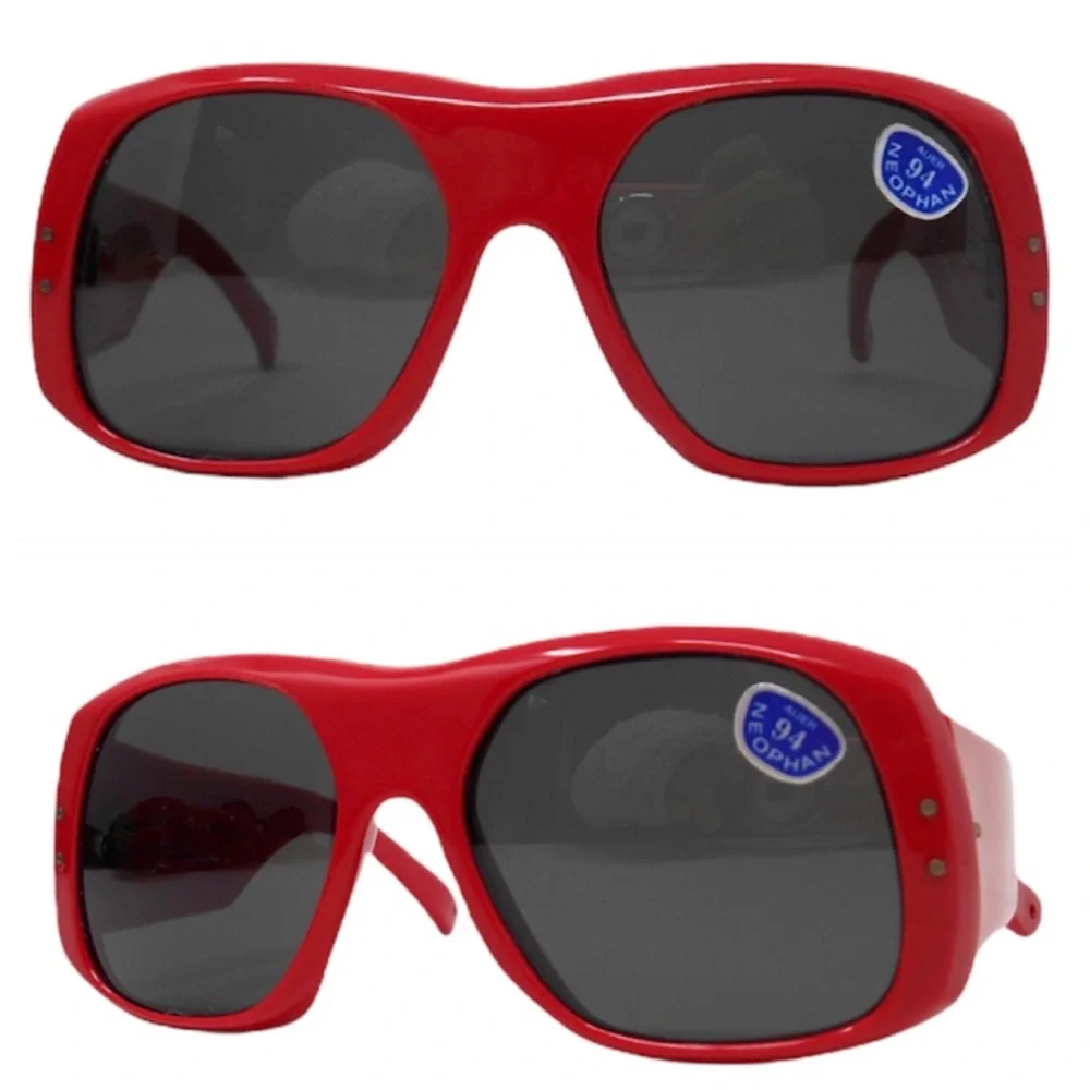 Vintage Red Thick Framed MOD Sunglasses,‎ Oversized, Made in France, Deadstock